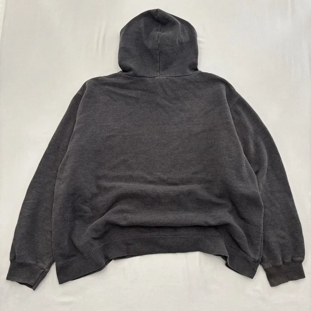 Vintage Nike XXL Gray Hoodie Big Yellow Embroidered Spell Out Logo Pullover Y2K